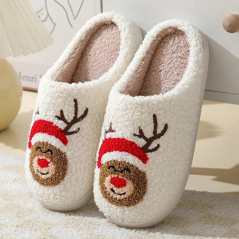 Soft Furry Christmas Slippers Happy Phoenix