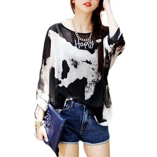Casual Lightweight Happy Chiffon Top Happy Phoenix