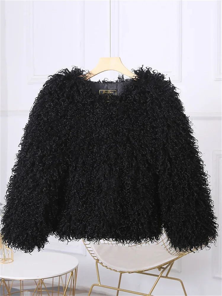 Luxury Loose Long Sleeve Fluffy Faux Fur Jacket Happy Phoenix