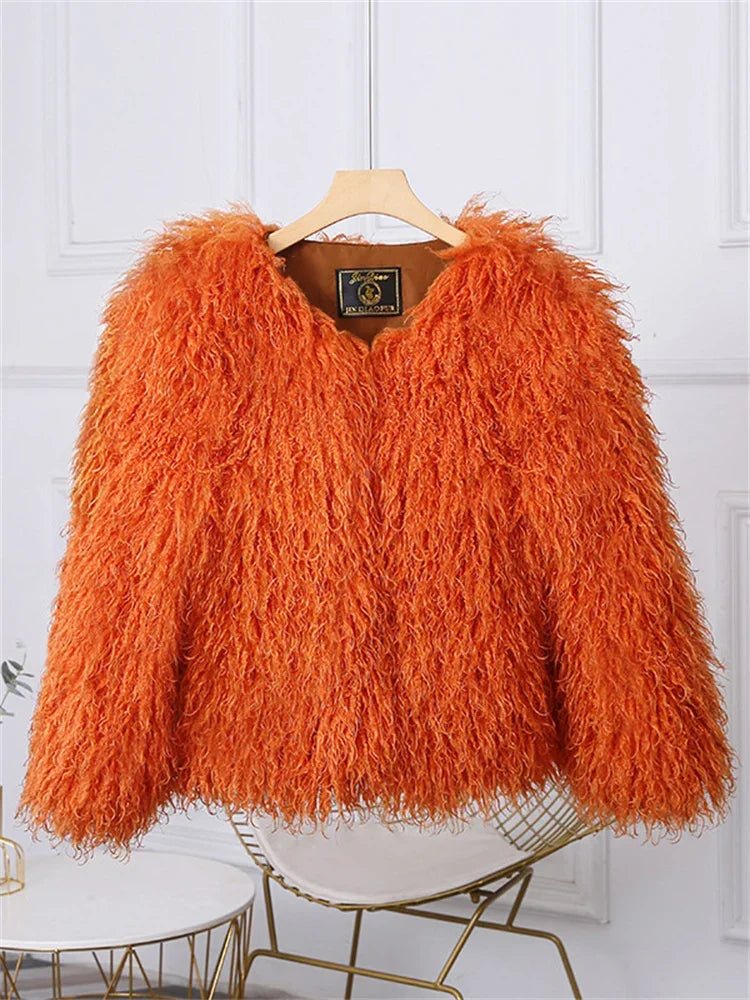 Luxury Loose Long Sleeve Fluffy Faux Fur Jacket Happy Phoenix