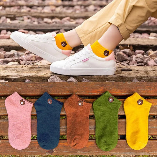 Women’s Cute Bear Low-Crew Socks Happy Phoenix