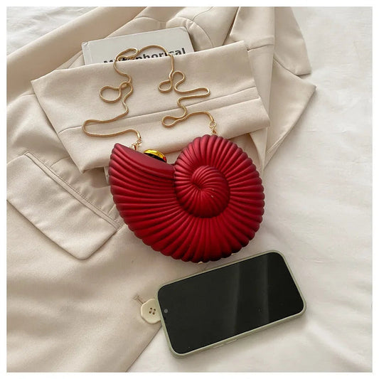 Hot Conch-Shaped Acrylic Crossbody – Metal Chain Clutch for Parties & Dinner Outfits Happy Phoenix