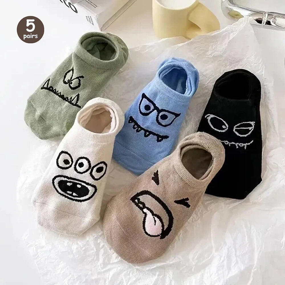 Women’s Cartoon Pattern Socks – 5-Pair Set Happy Phoenix