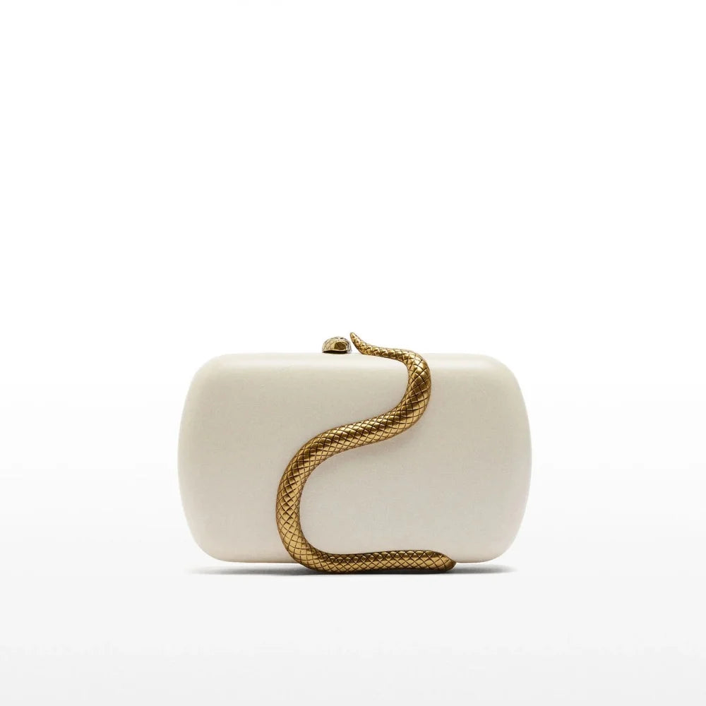 Gold Snake Closure Clutch Bag Happy Phoenix