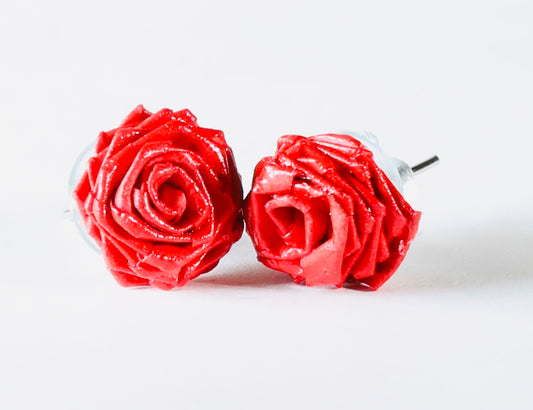 Red Rose Stud Earring