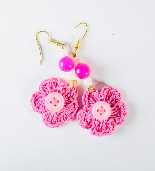 Pink Flower Pattern Earring