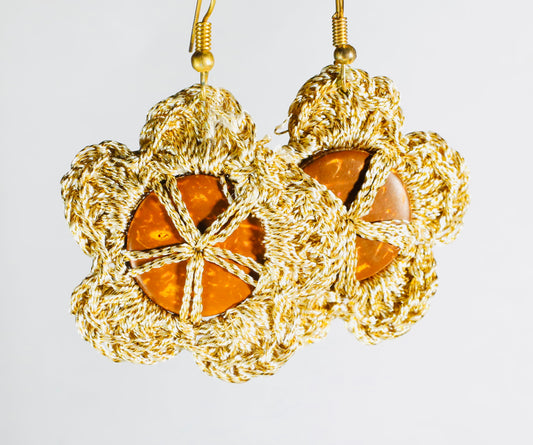 Brown Button Earring