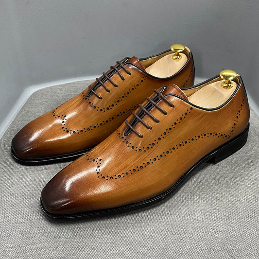 Luxury Brand Lace Up Wingtip Genuine Calf Leather Happy Phoenix