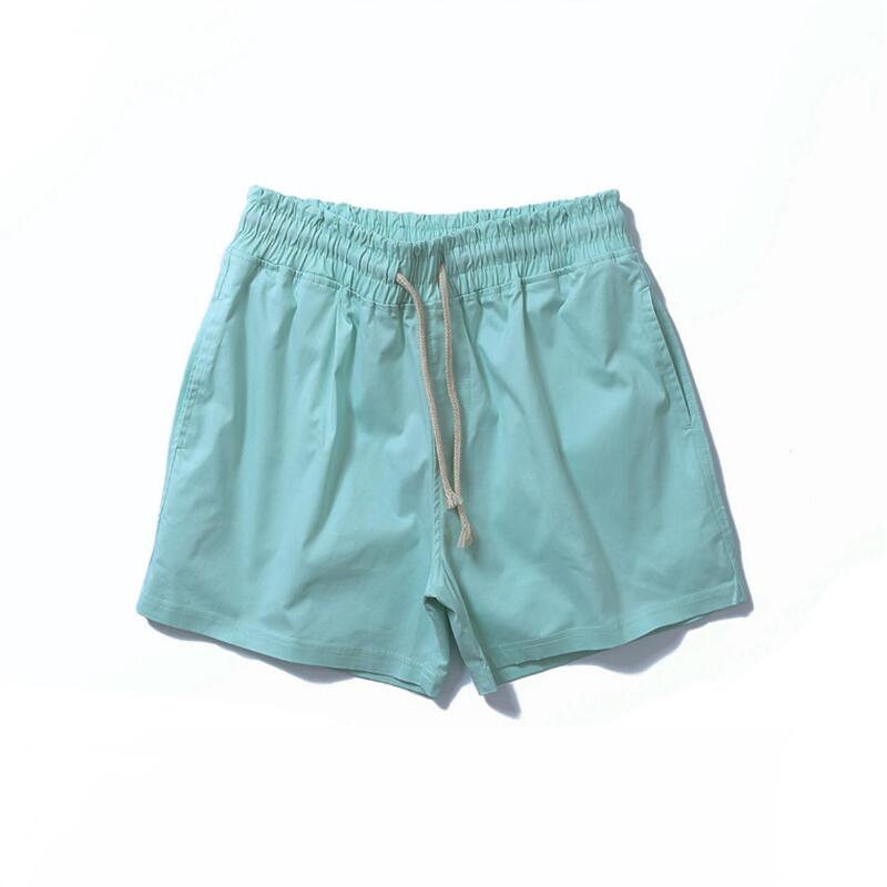 New Elastic Waist Pockets Casual Cotton Summer Shorts