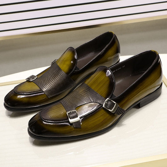 Monk Strap Casual Leather Loafers Happy Phoenix